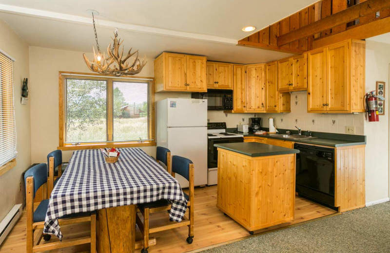 Cabin kitchen at The Glen Eden Resort.