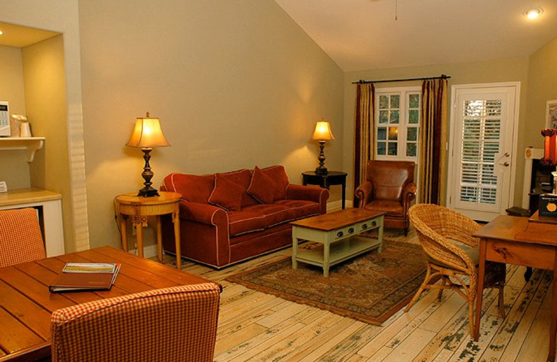 Deluxe Suite interior at Cambria Pines Lodge.