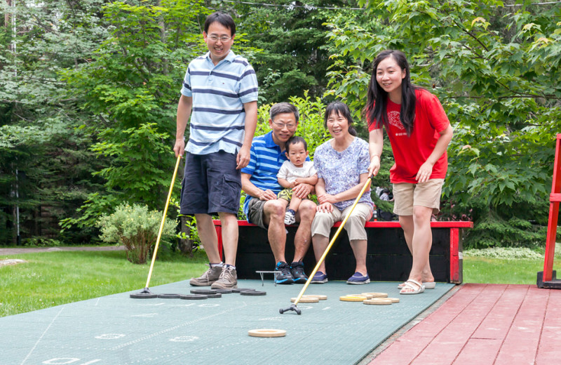 Family at Killarney Lodge in Algonquin Park.
