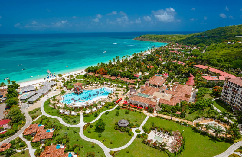 Aerial view of Sandals Antigua Resort and Spa.