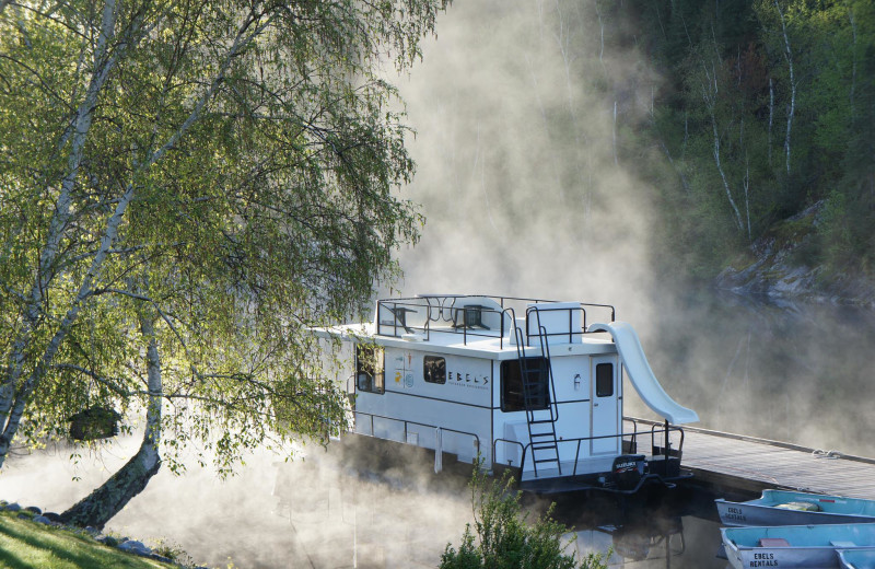 Morning fog at Ebel's Voyageur Houseboats.