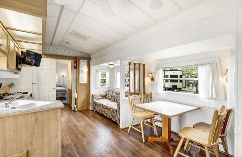 Cabin interior at Swan Lake Resort.