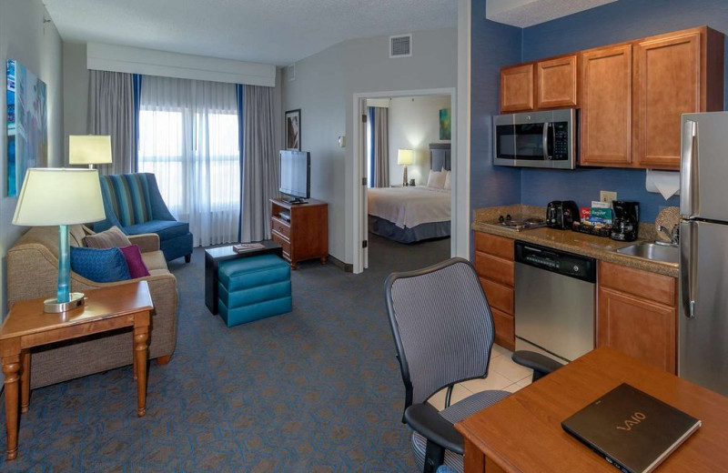 Guest room at Homewood Suites New Orleans.