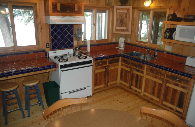 Cabin kitchen at Heston's Lodge.