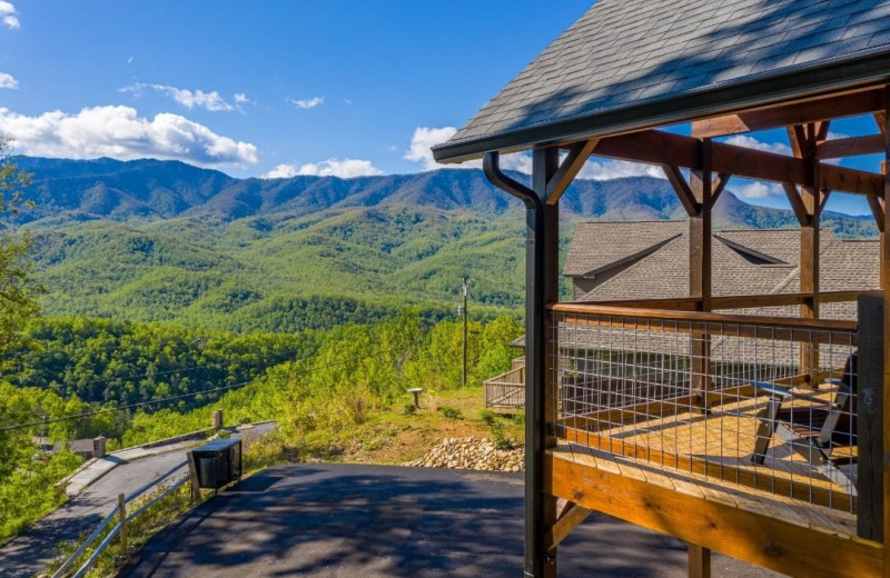Cabin deck at American Patriot Getaways, LLC.