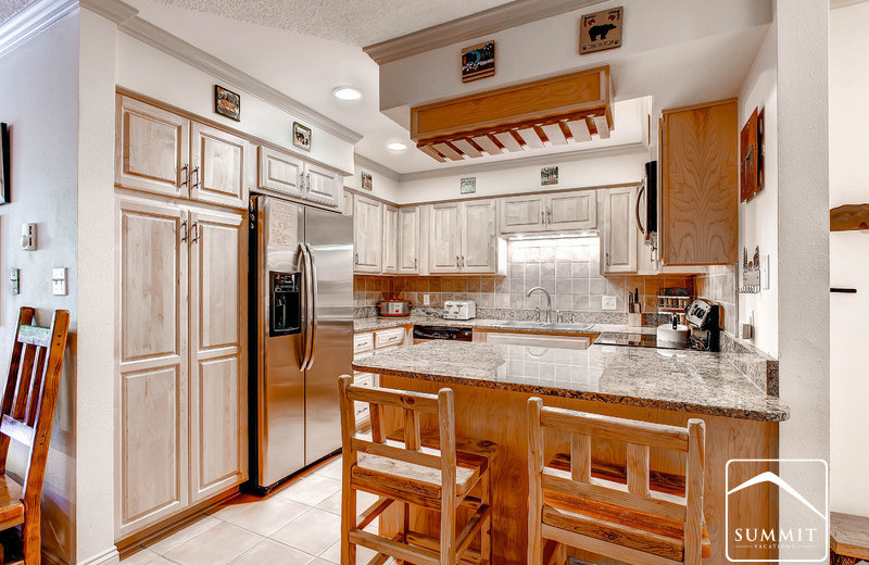 Rental kitchen at Summit Vacations.