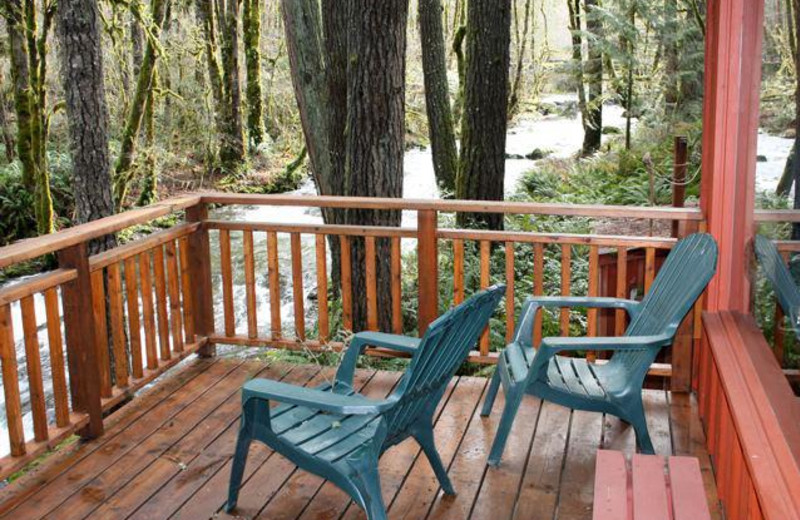 Cabin deck view at The Wayfarer Resort.