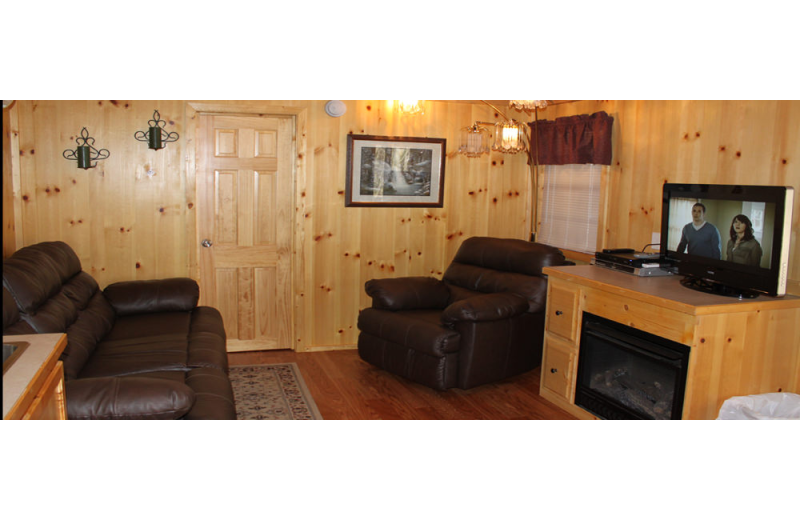 Cabin living room at Hocking Hills Backwoods Retreat.