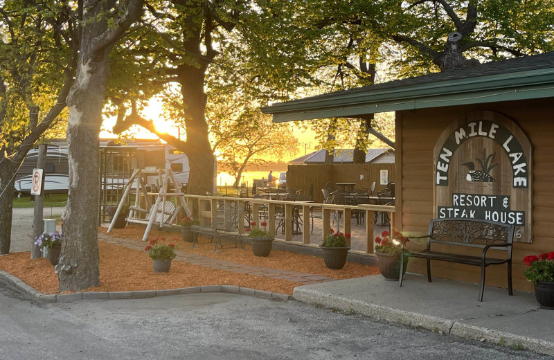 Restaurant and RV park at Ten Mile Lake Resort.