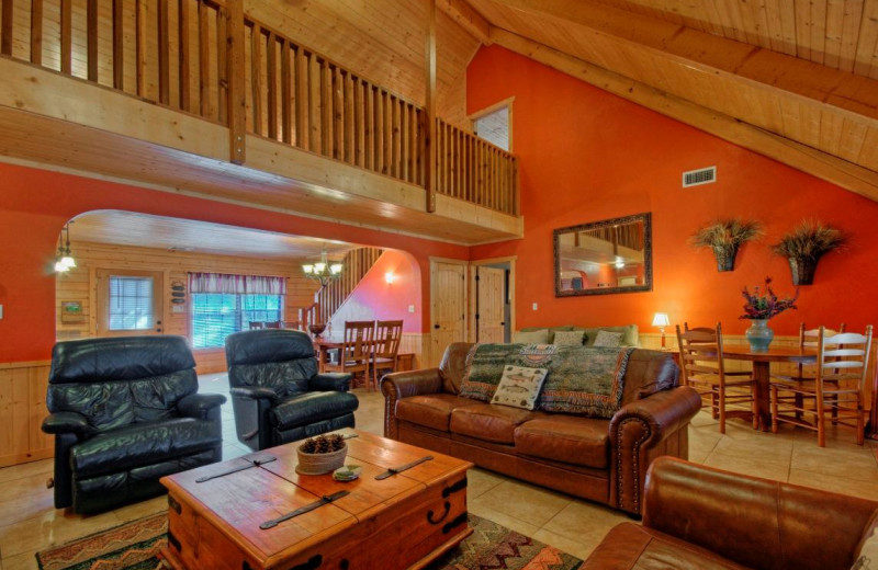Cabin living room at Thunderbird Resort.