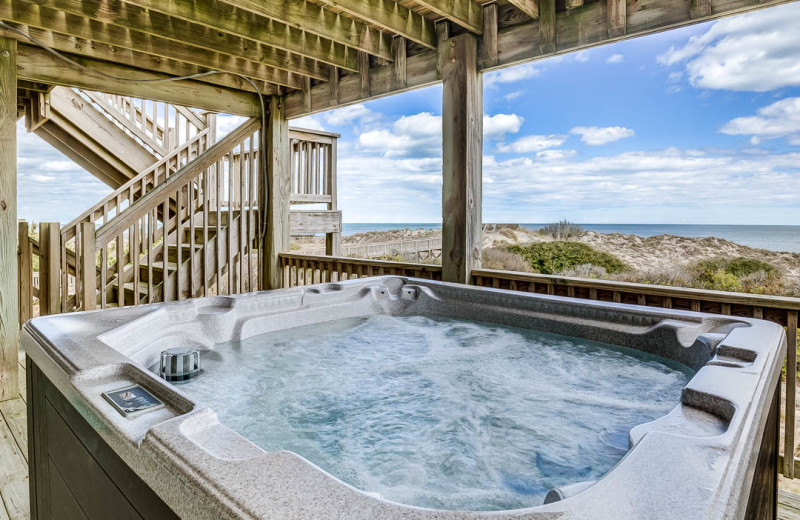 Rental hot tub at Outer Banks Blue Vacation Rentals.