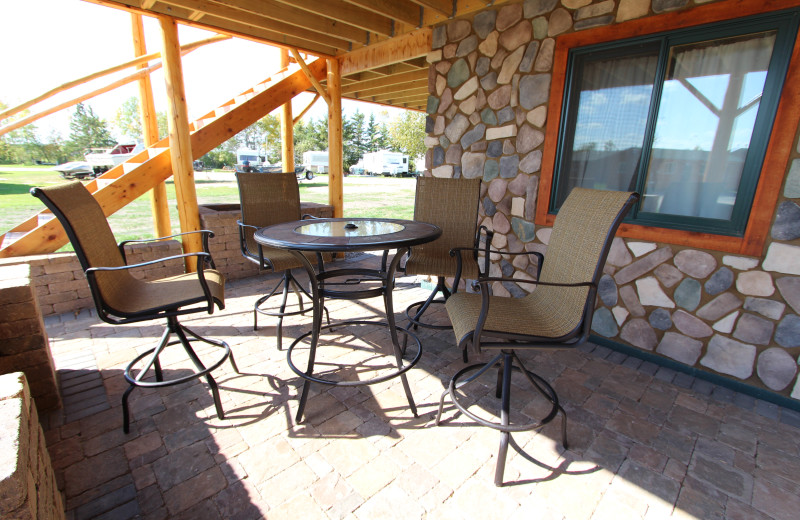 Guest patio at Zippel Bay Resort.