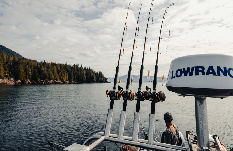 Enjoy time on the boat for a fully guided fishing trip at Salmon Falls Resort.