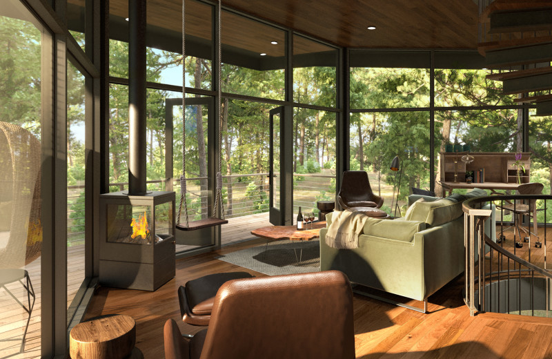Tree Haus living room at The Green O.