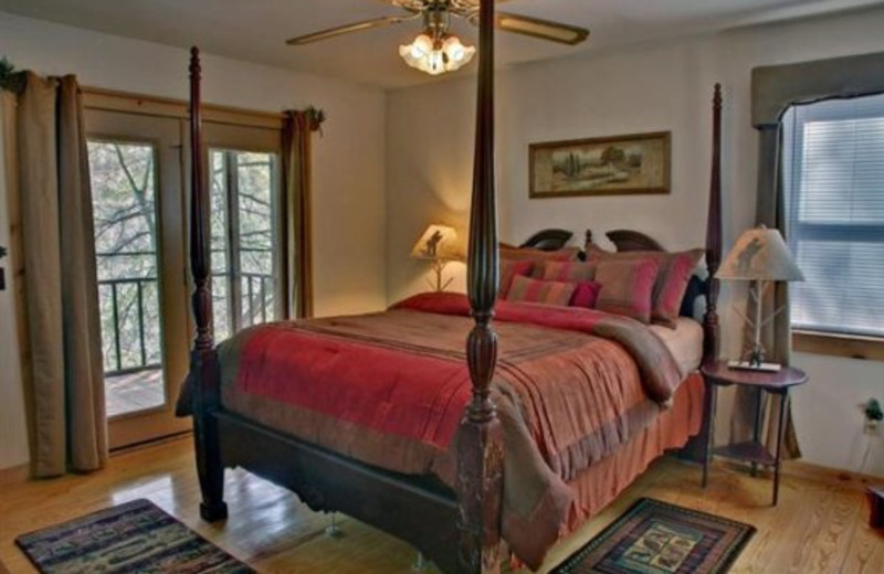 Cabin bedroom at Georgia Mountain Cabin Rentals.