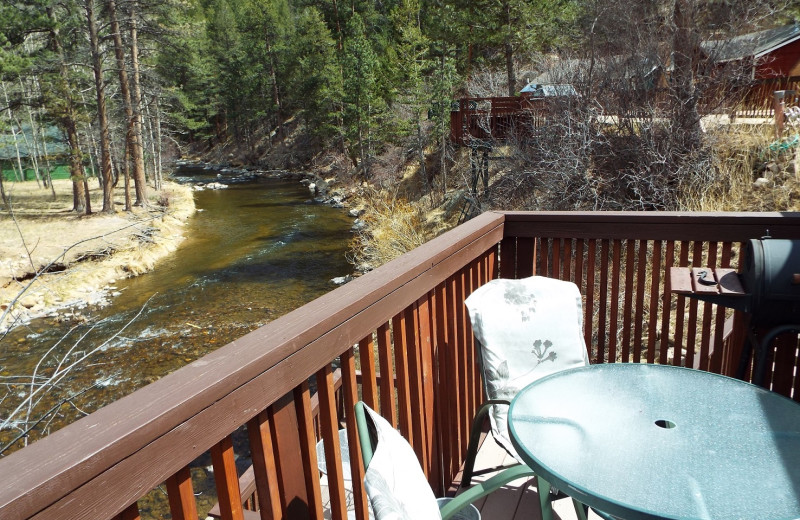 Cabin deck at Rustic River Cabins.