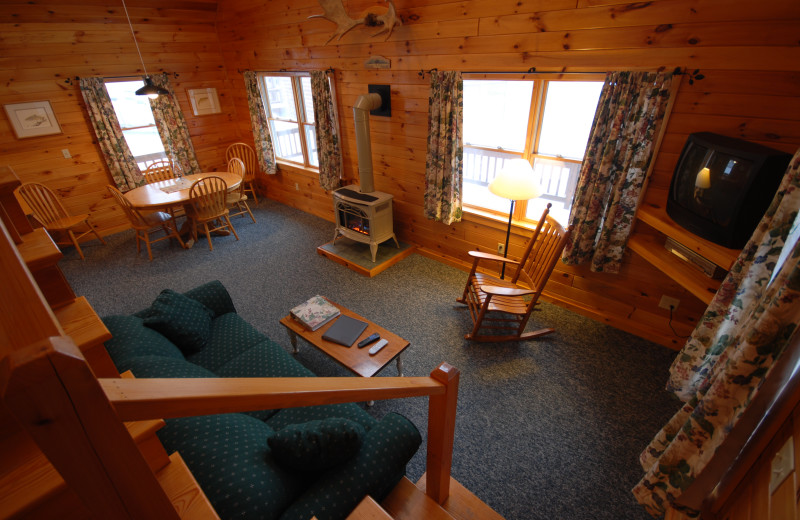 Cabin living room at Cabins at Lopstick.