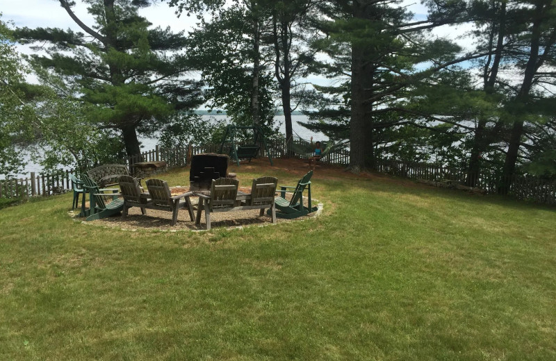 Fire pit at Lakeside Cedar Cabins.