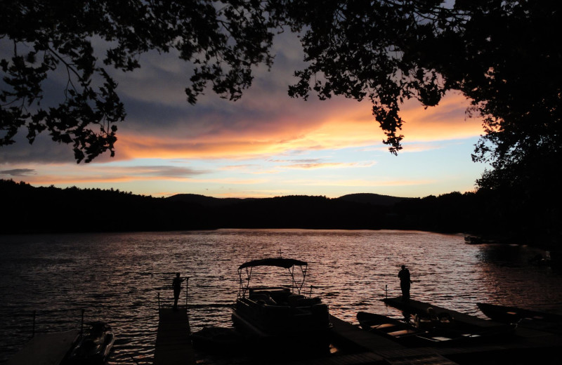 Sunset at The Elms Waterfront Cottages.