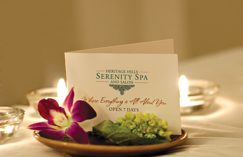 Resort spa card at Heritage Hills Golf Resort.