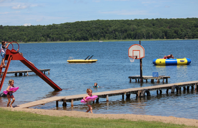 Water activities on the beach at Auger's Pine View Resort.f