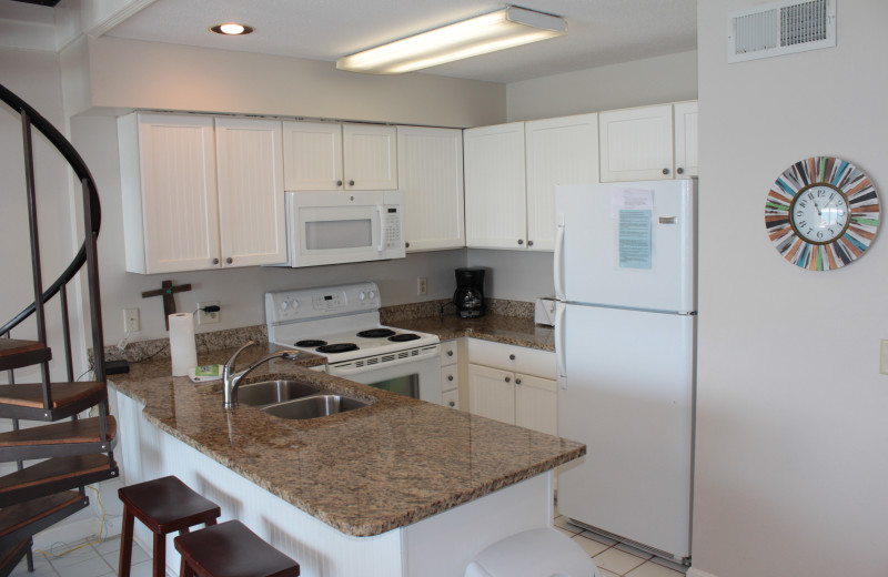 Rental kitchen at Seagrove On The Beach Property Rentals.