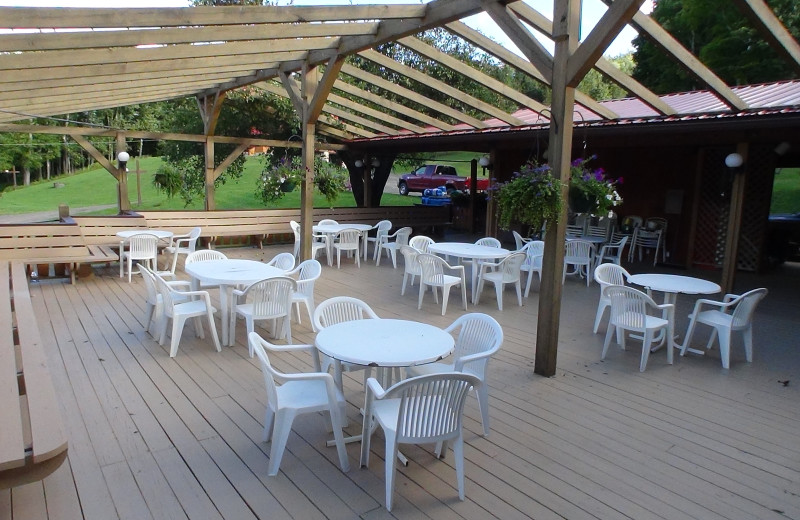 Outdoor patio at The Alpine Inn.