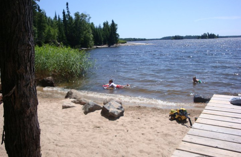 The beach at Rex Tolton's Miles Bay Camp.