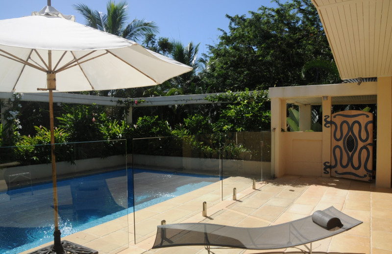 Outdoor pool at Sejala on the beach.