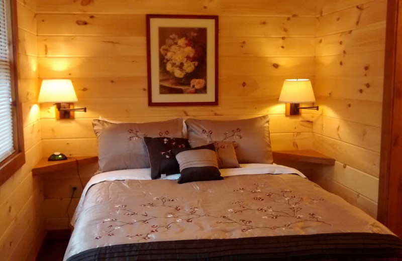 Cabin bedroom at Shawnee Forest Cabins.