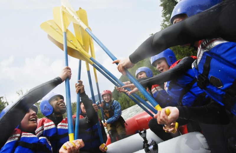 Group rafting at REO Rafting Resort.