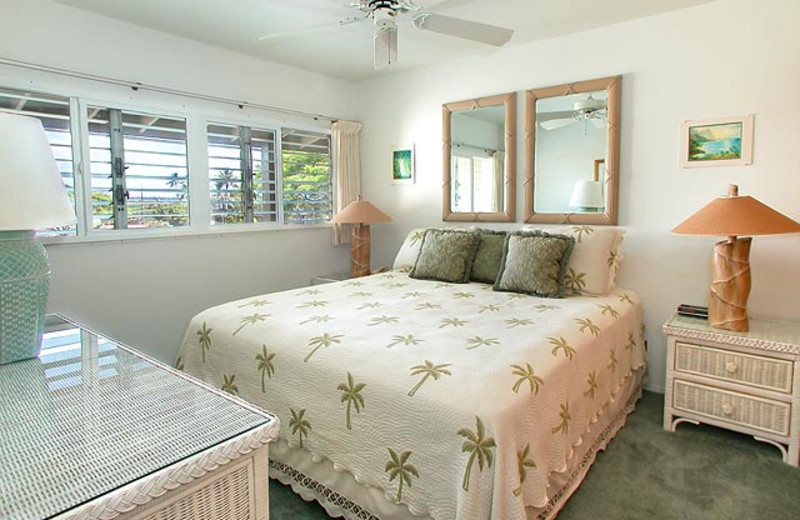 Vacation rental bedroom at Wailua Bay View Condos.