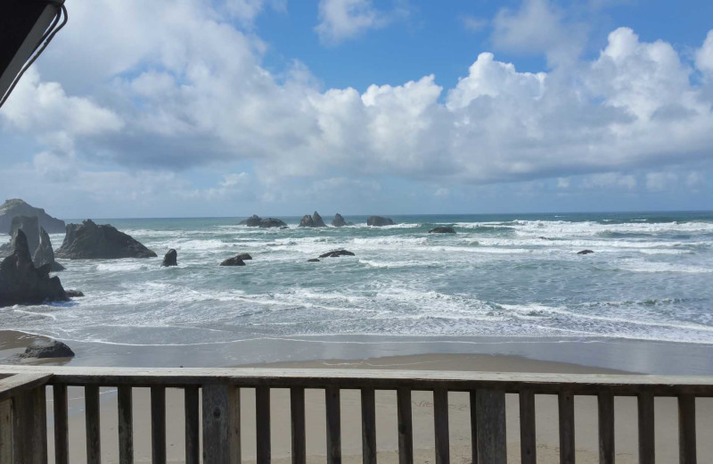 Beach view at Sunset Oceanfront Lodging.