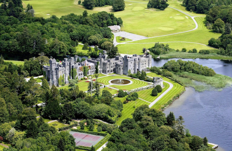 Aerial view of Ashford Castle.