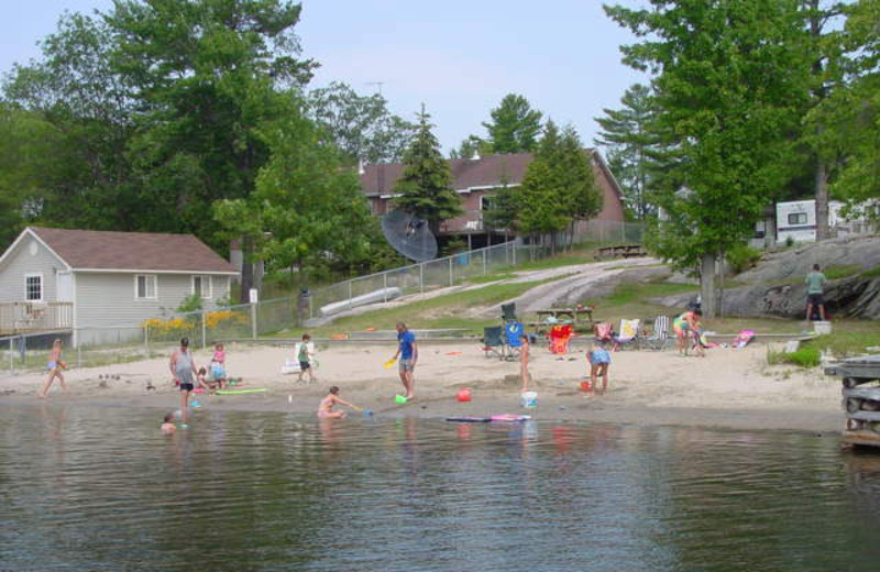 Beach at Hall's Housekeeping Cottages.