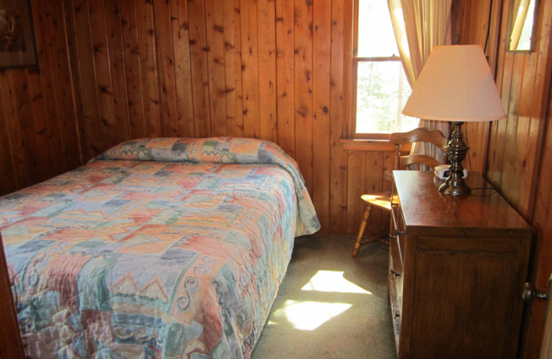 Cabin bedroom at Idle Hours Resort.
