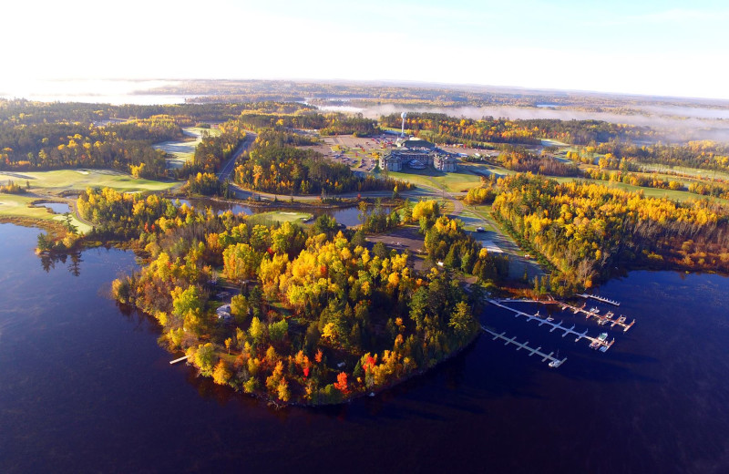 Aerial view of Fortune Bay Resort Casino.