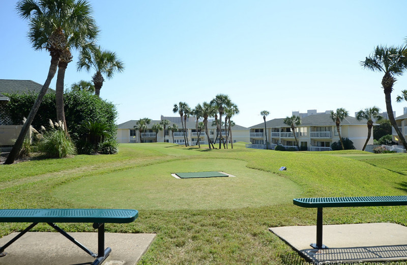 Golf course and picnic pavillion at Sandpiper Cove.