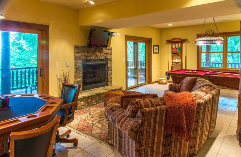 Cabin game room at Smoky Mountain Getaways.
