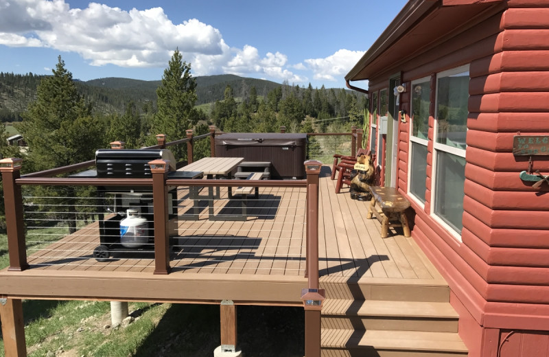 Exterior view of Whispering Pines Guest Cabin.