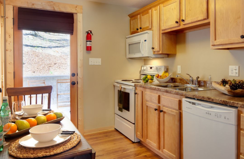 Cabin kitchen at Carolina Mornings.