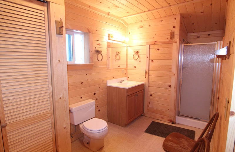 Cabin bathroom at Silver Beach Resort.
