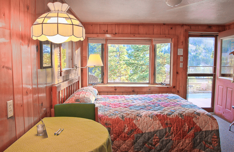 Cottage bedroom at McGregor Mountain Lodge.