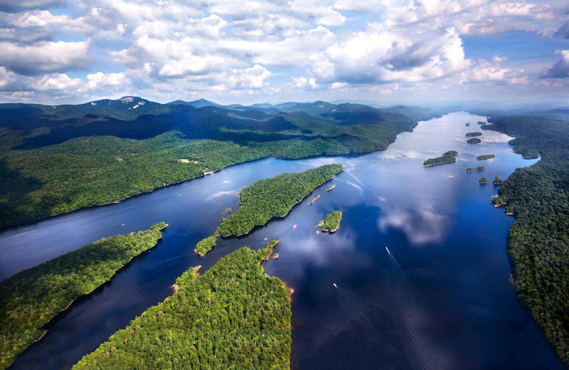 Aerial view of lake at Timberlock.