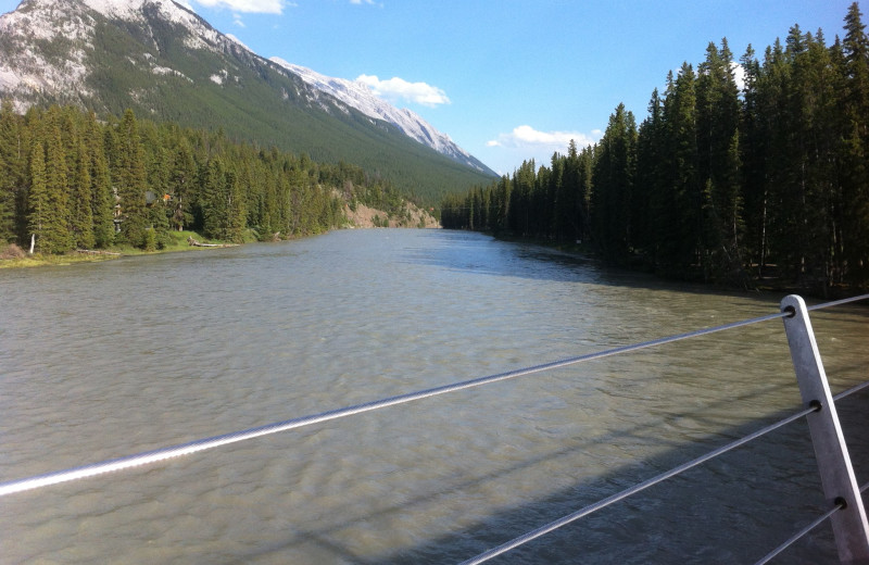 Scenic view from bridge at Banff Rocky Mountain Resort.