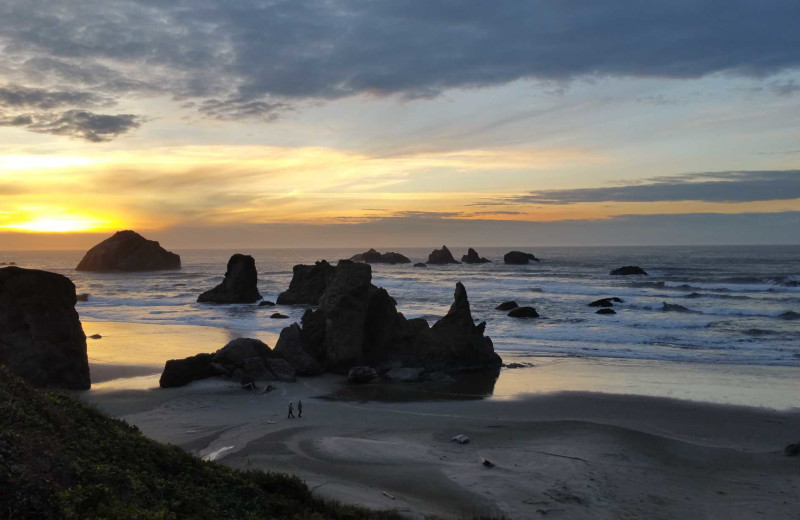 Beach at Sunset Oceanfront Lodging.