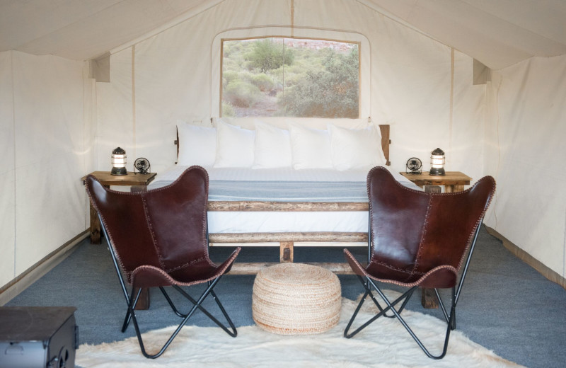Guest room at Under Canvas Great Smoky Mountains.