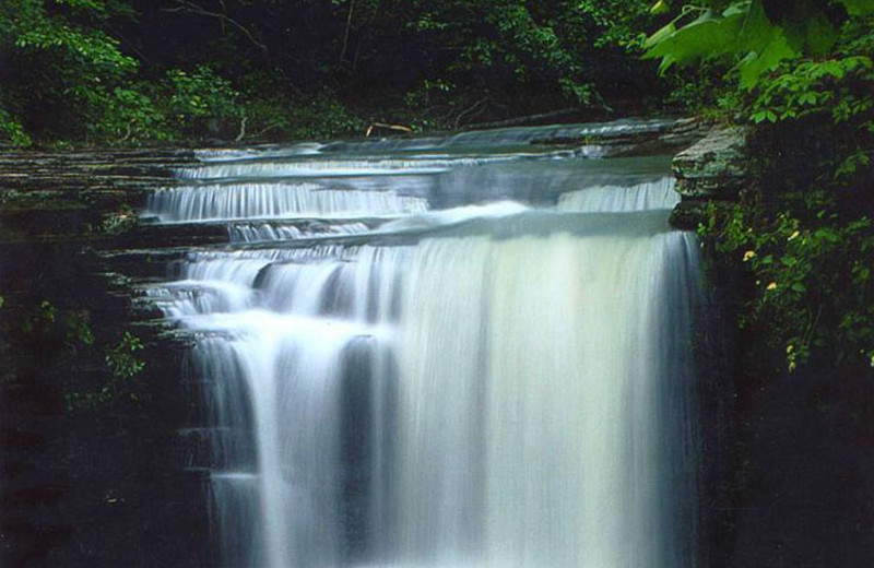Mountain creek waterfall near Mulberry Mountain Lodge.