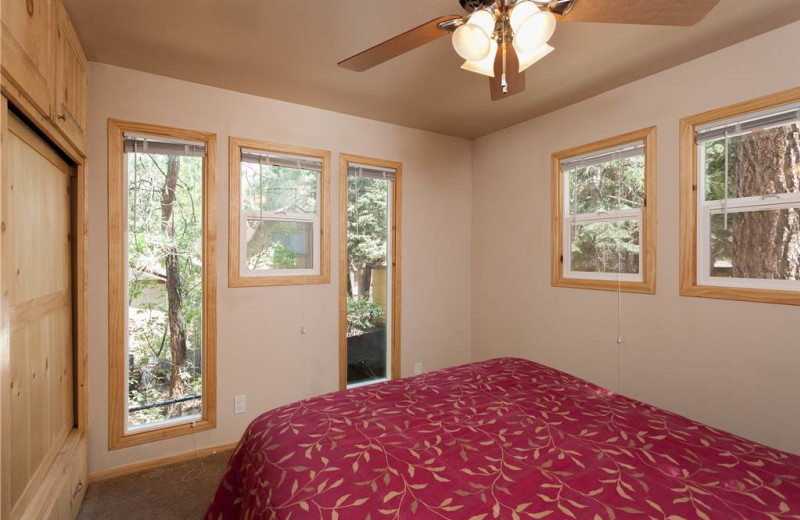 Rental bedroom at Big Bear Cool Cabins.