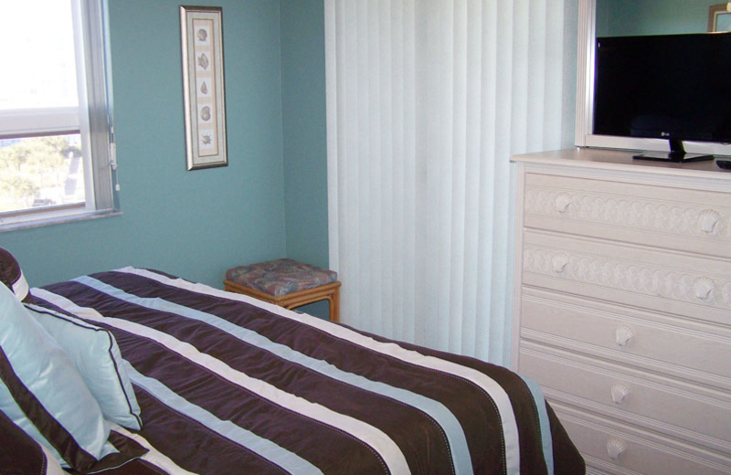 Rental bedroom at Gulf Strand Resort.